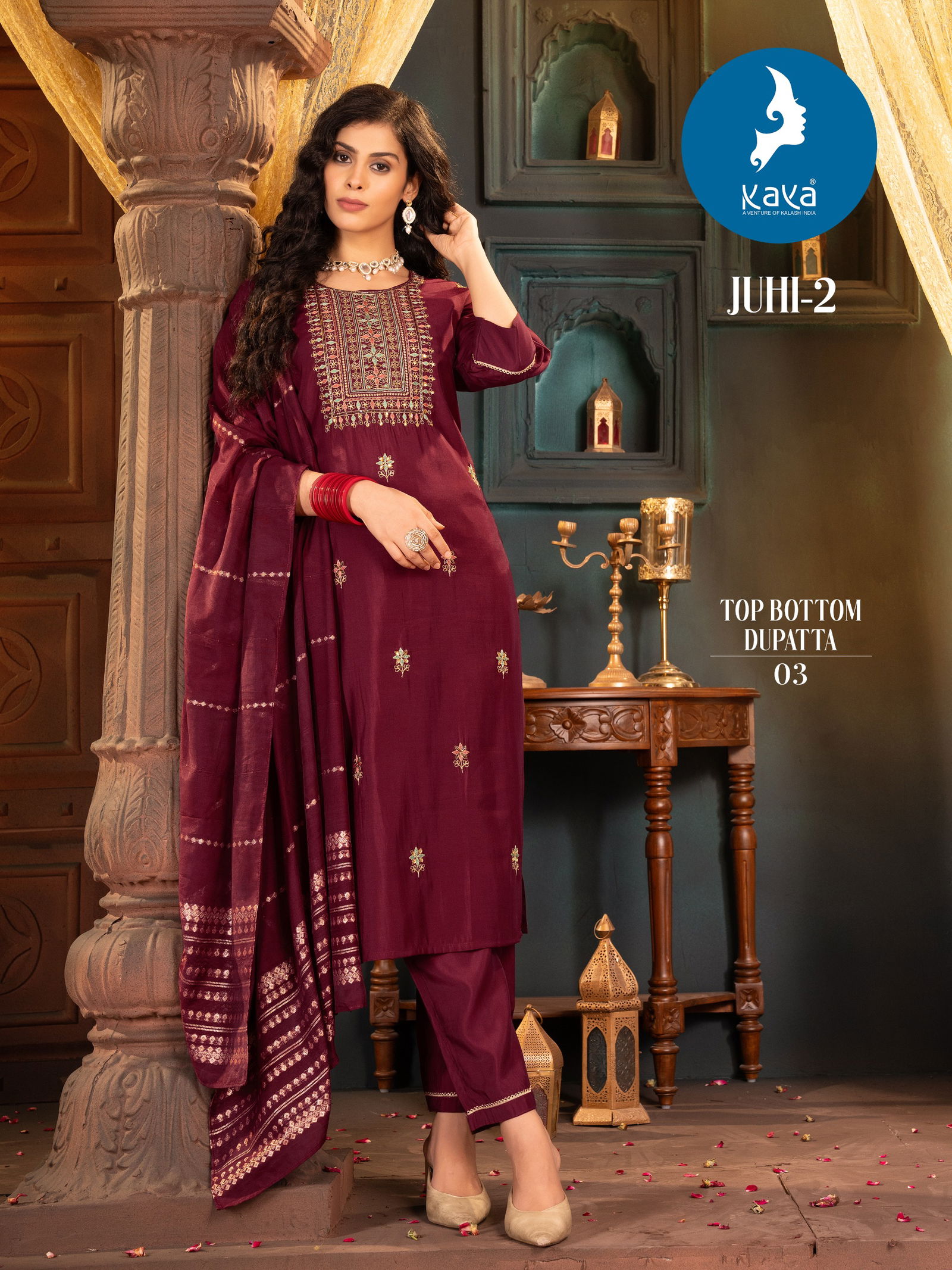 Juhi 2 By Kaya Embroidery Designer Kurti With Bottom Dupatta Wholesale Shop In Surat